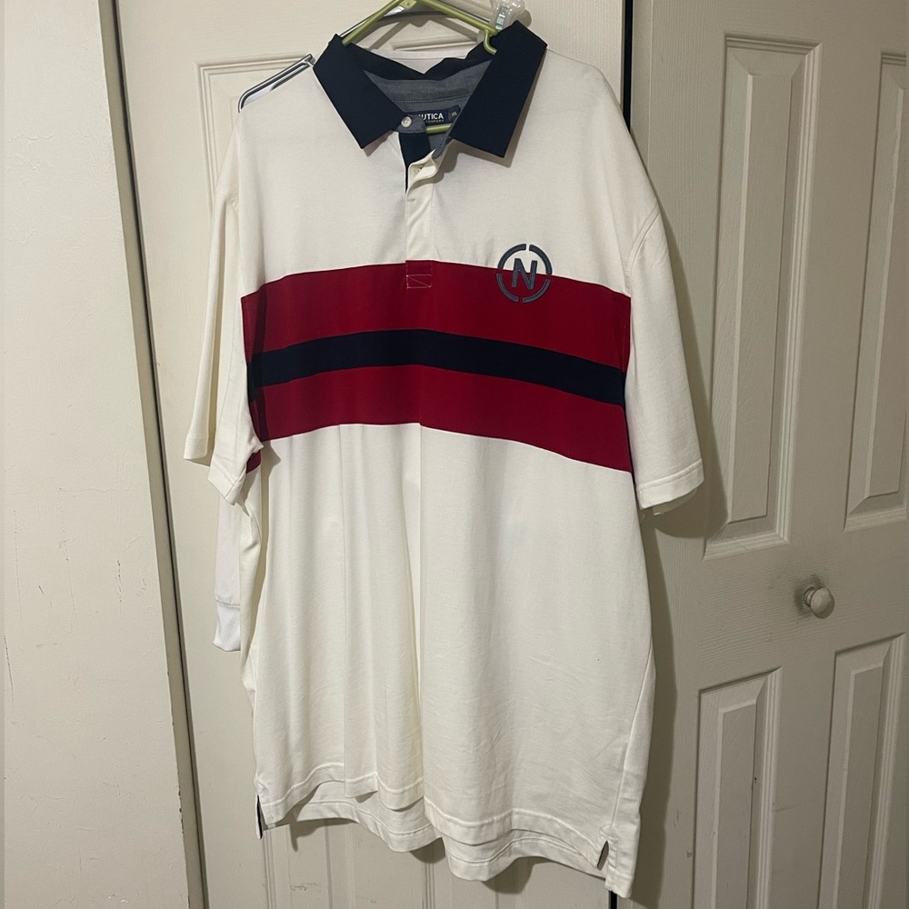 Nautica Black and Cream Polo Shirt